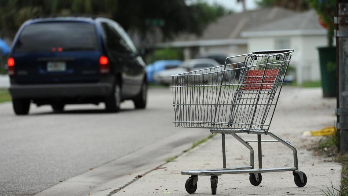 The locked wheels of a shopping cart foils Thanksgiving burglar’s beer-run