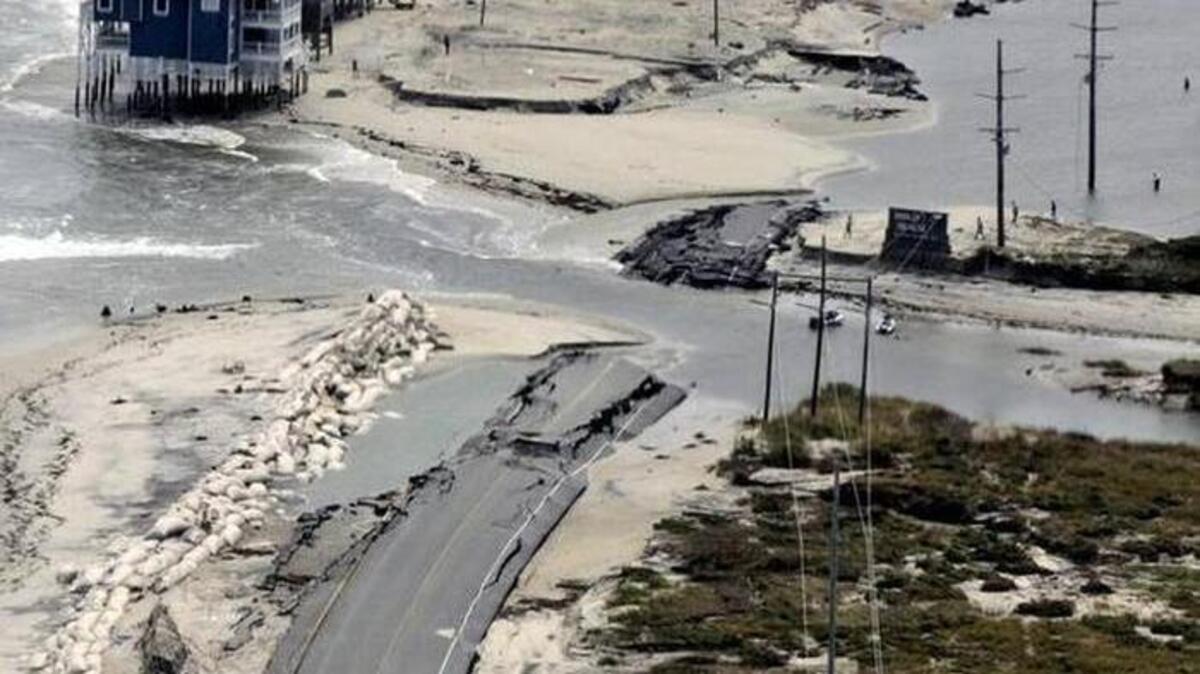 A section of Hwy 12 at the edge of Rodanthe that was destroyed when Hurricane Irene struck on Aug. 30, 2011.