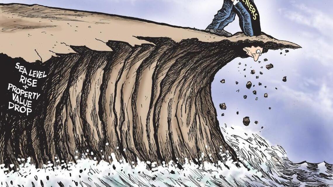 Kevin Siers cartoon: Rising sea levels erode beach property values ...