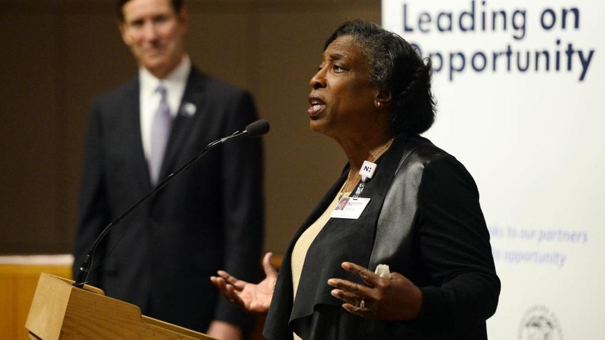 Dr. Ophelia Garmon-Brown discusses the task force report Monday.