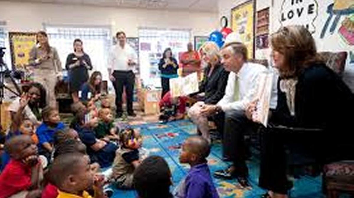 Tennessee Gov. Bill Haslam reads to pre-K students in Nashville.