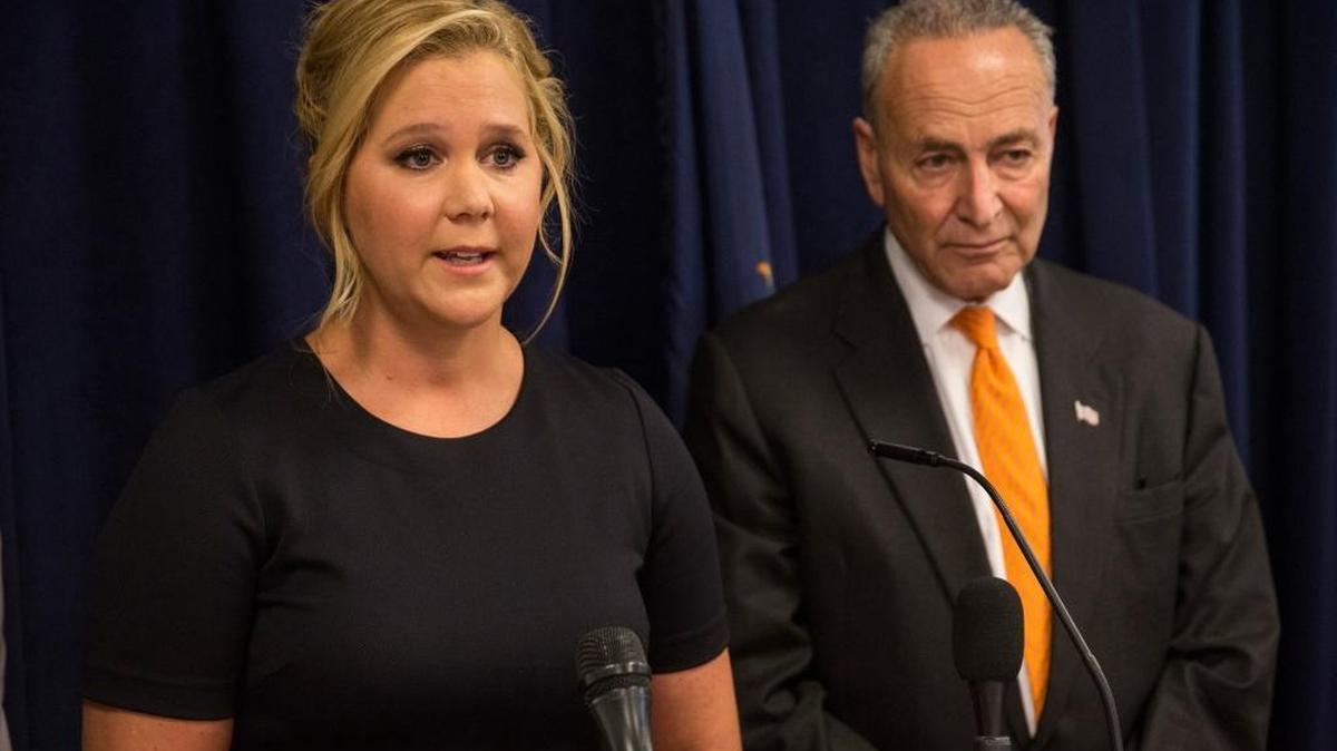 
Comedian Amy Schumer and U.S. Sen. Chuck Schumer call for tighter gun laws this month in New York. 
