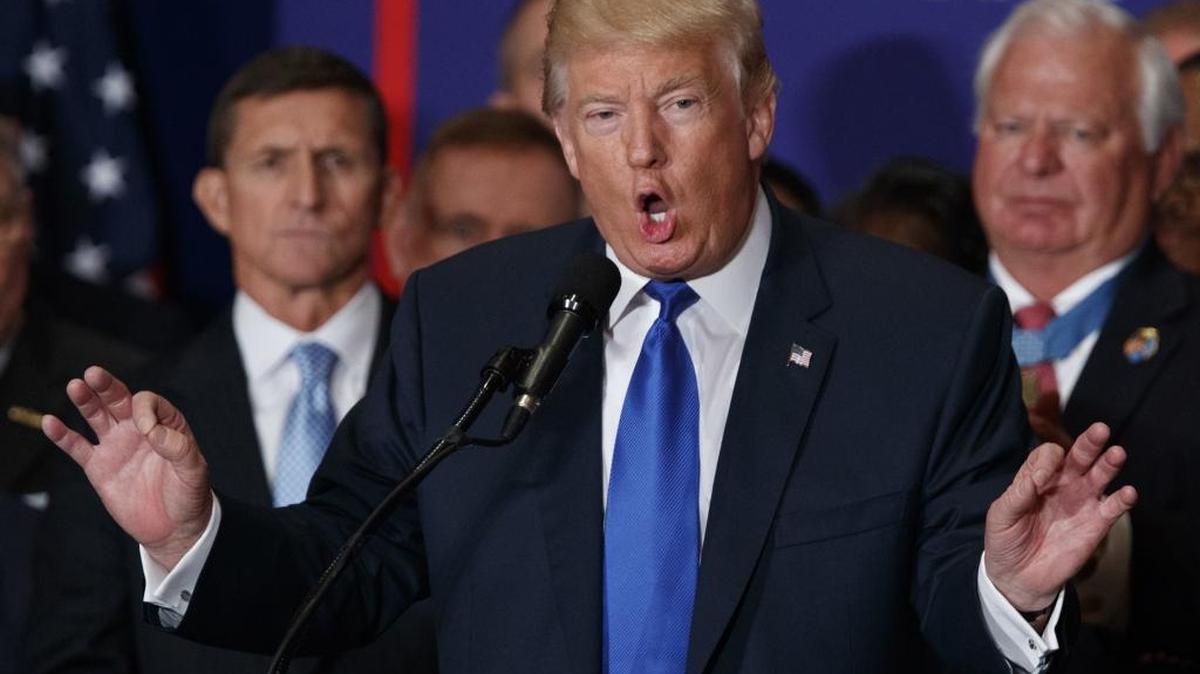 Donald Trump speaks Friday at Trump International Hotel in Washington.