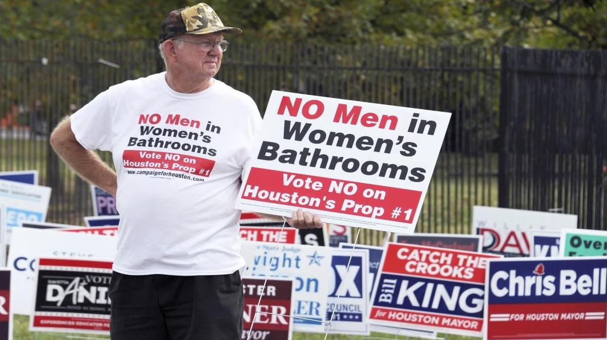 A Houston man urges people to vote against the Houston Equal Rights Ordinance.