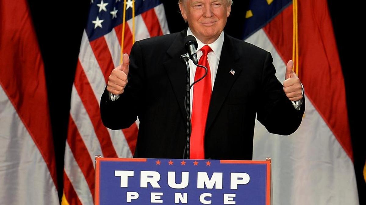 Donald Trump speaks at a Charlotte rally Thursday night.