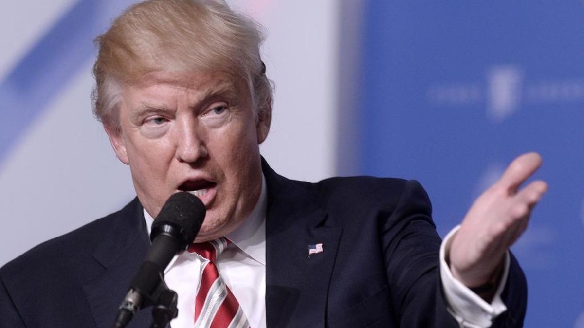 Republican presidential nominee Donald Trump speaks at the 11th annual Values Voter Summit on Friday.