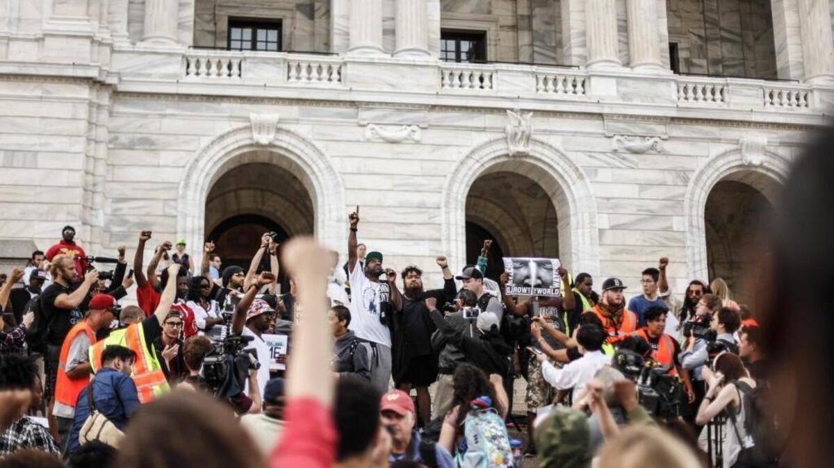 Protesters and family members of Philando Castile gathered in St. Paul, Minn., in June after the officer who shot him was cleared.
