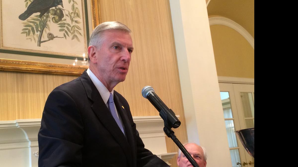 
UNC President Tom Ross spoke to businessmen at Charlotte Country Club on Tuesday.
