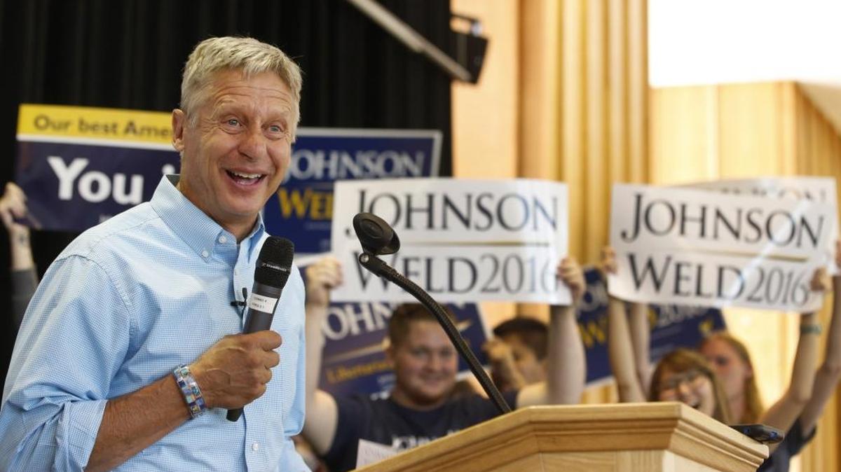 Libertarian presidential candidate Gary Johnson at a Salt Lake City rally this month.