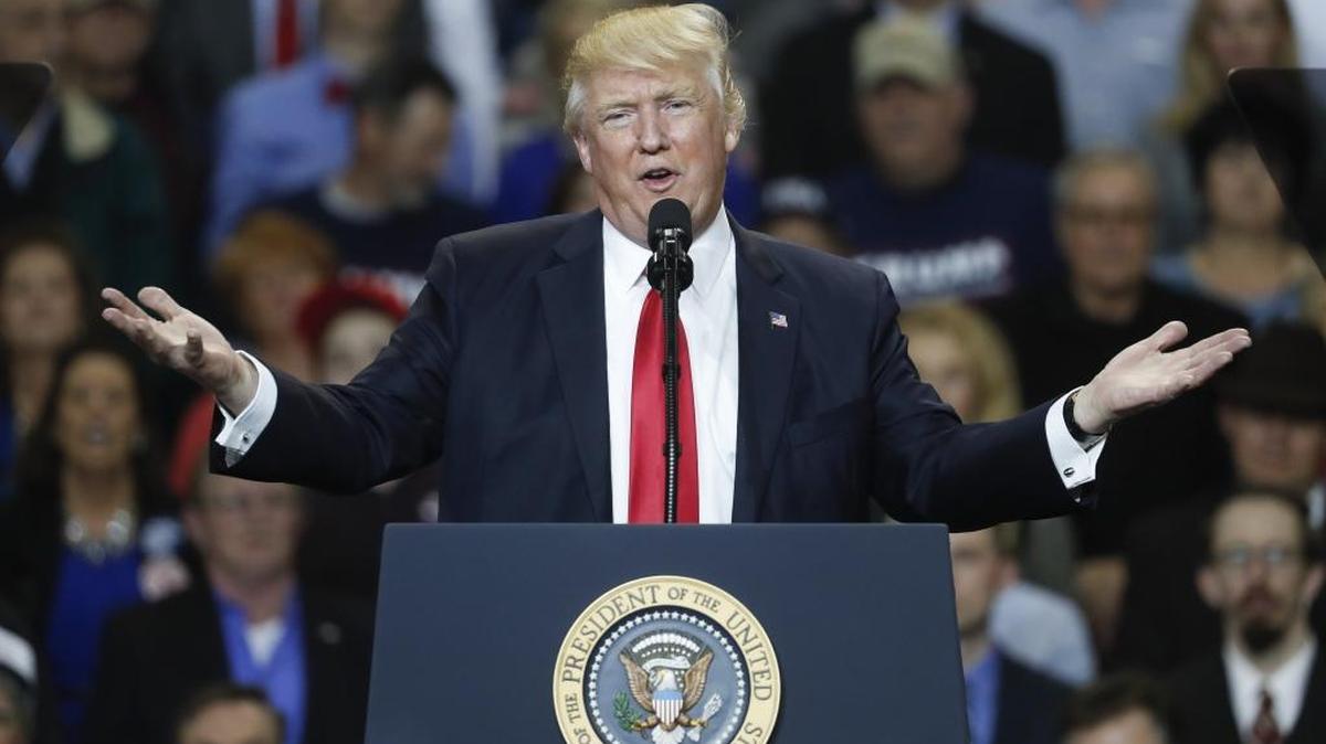 President Donald Trump, here at a rally Monday in Louisville, has yet to sign any major pieces of legislation.