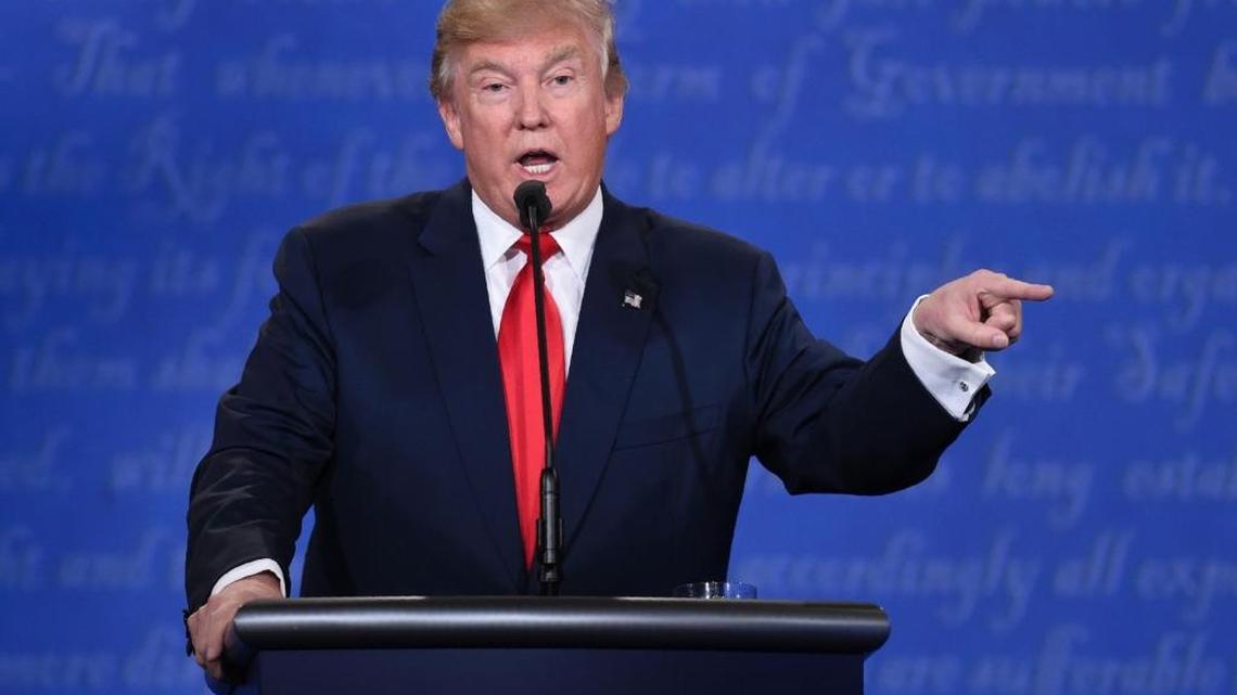 Donald Trump speaks during the final presidential debate at the Thomas & Mack Center on the campus of the University of Las Vegas.