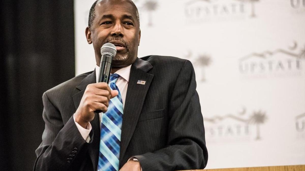 
Republican Ben Carson speaks at a health care summit Friday in Greenville, S.C. 
