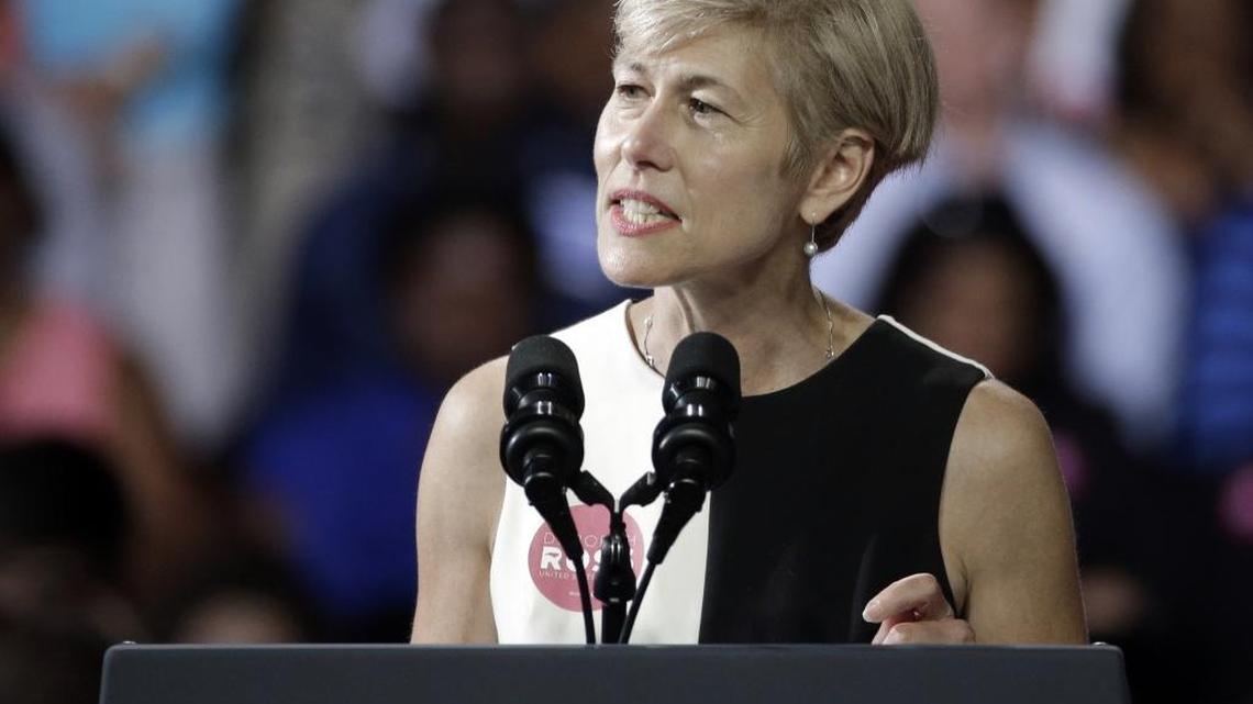 North Carolina Democratic Senate candidate Deborah Ross speaks to the crowd before speaking at a campaign rally for Hillary Clinton in Charlotte, in July.