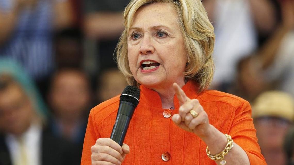 
Hillary Clinton speaks at a town hall meeting Tuesday in North Las Vegas, Nev. 
