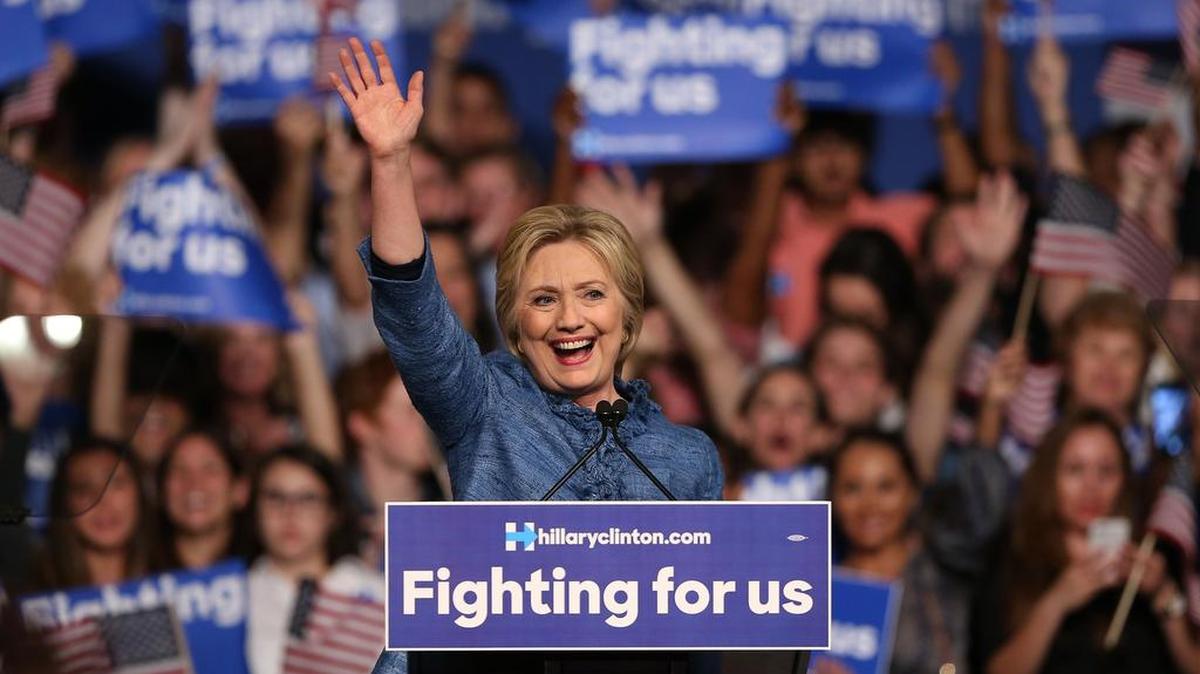 Hillary Clinton addresses supporters Tuesday in West Palm Beach, Fla.