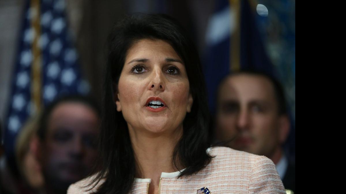 
S.C. Gov. Nikki Haley calls for the Confederate flag to be removed. 
