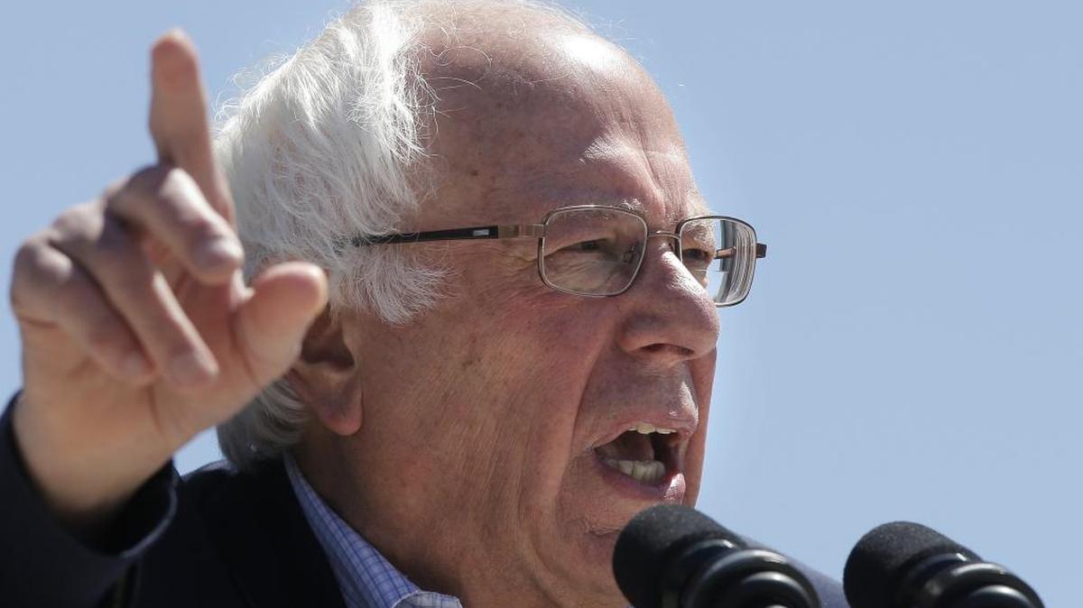 Sen. Bernie Sanders speaks during a rally in in Providence, R.I., Sunday.