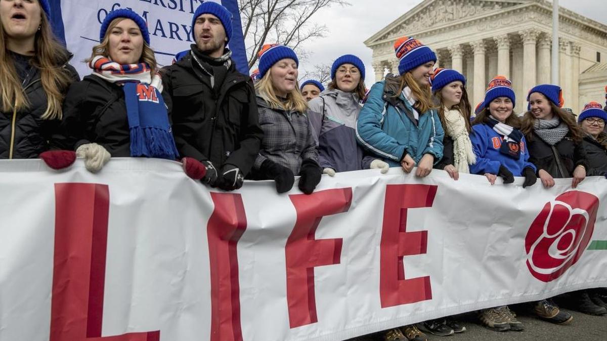Anti-abortion activists march last week in Washington.