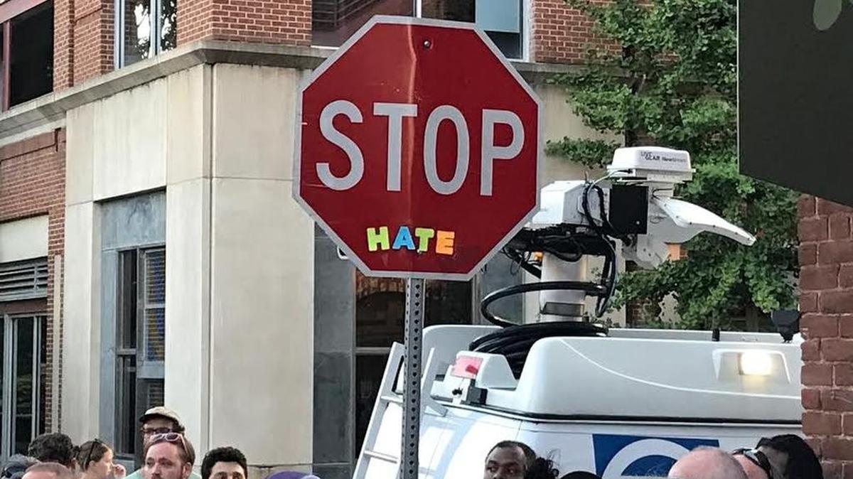 At a vigil for Heather Heyer, who was killed Saturday in Charlottesville.