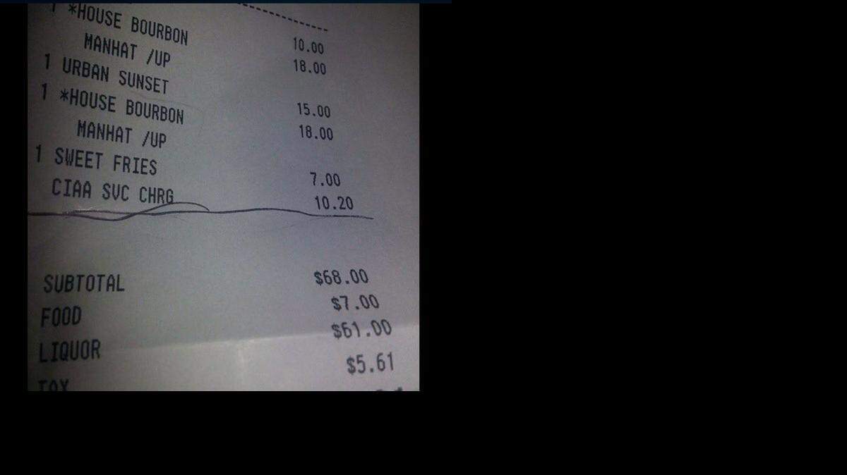 
A Ritz-Carlton receipt from the 2015 CIAA tournament.

