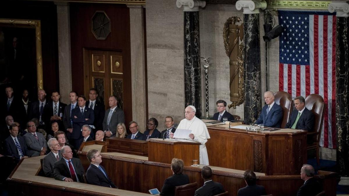 
Pope Francis speaks to a joint meeting of Congress in the House Chamber at the U.S. Capitol.
