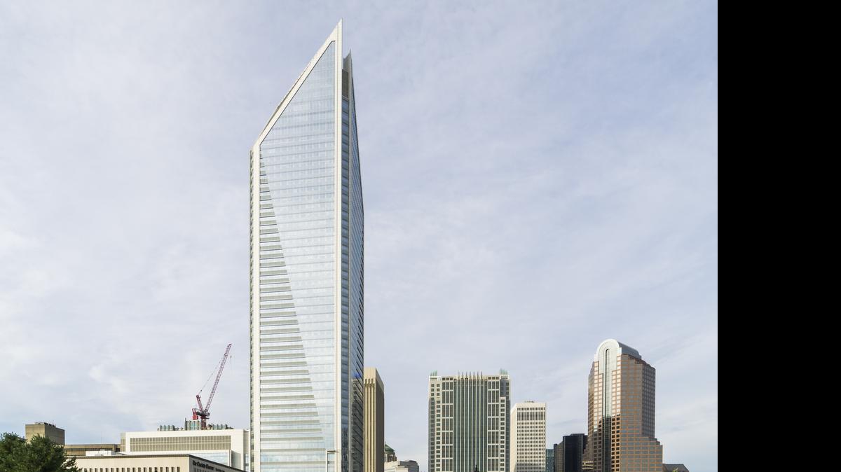
The Charlotte Observer and uptown Charlotte shot from the bridge over John Belk Freeway on South Tryon Street on June 30, 2015.
