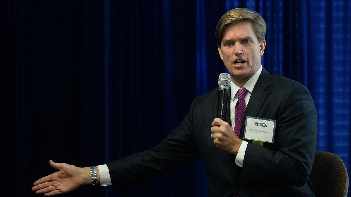 
Republican mayoral candidate Edwin Peacock last week at a mayoral candidate discussion at the Queens University Sports Complex and Conference Center.
