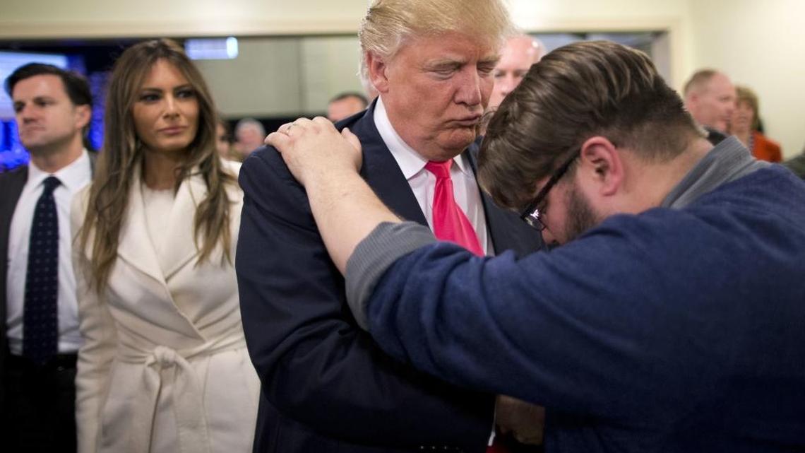Pastor Joshua Nink prays for Donald Trump in January 2016.