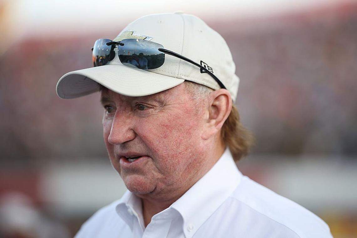 RCR team owner and NASCAR Hall of Famer Richard Childress waits on the grid prior to the NASCAR Cup Series All-Star Race at North Wilkesboro Speedway on May 18, 2025.