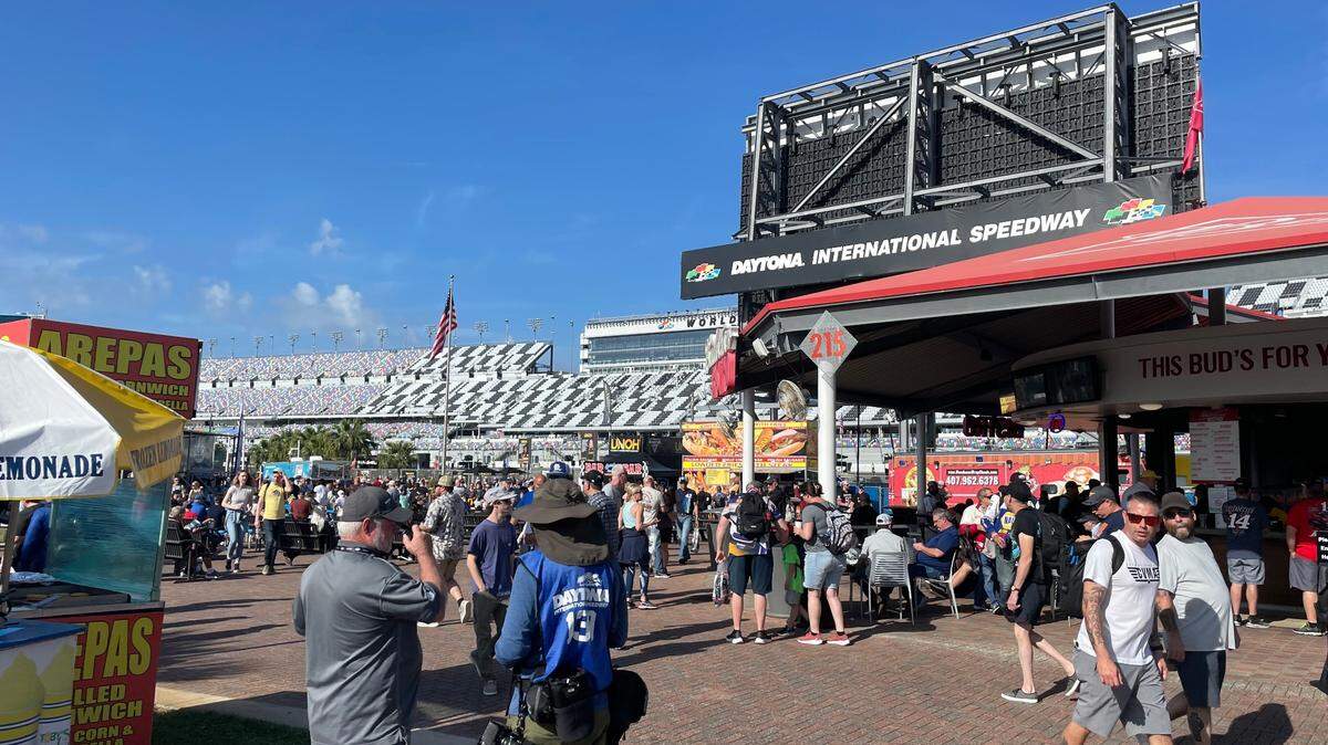 NASCAR fans began filing into the Daytona International Speedway infield early this morning, hours before the 2:30 p.m. green flag. The Daytona 500 sold out for an eighth straight year.