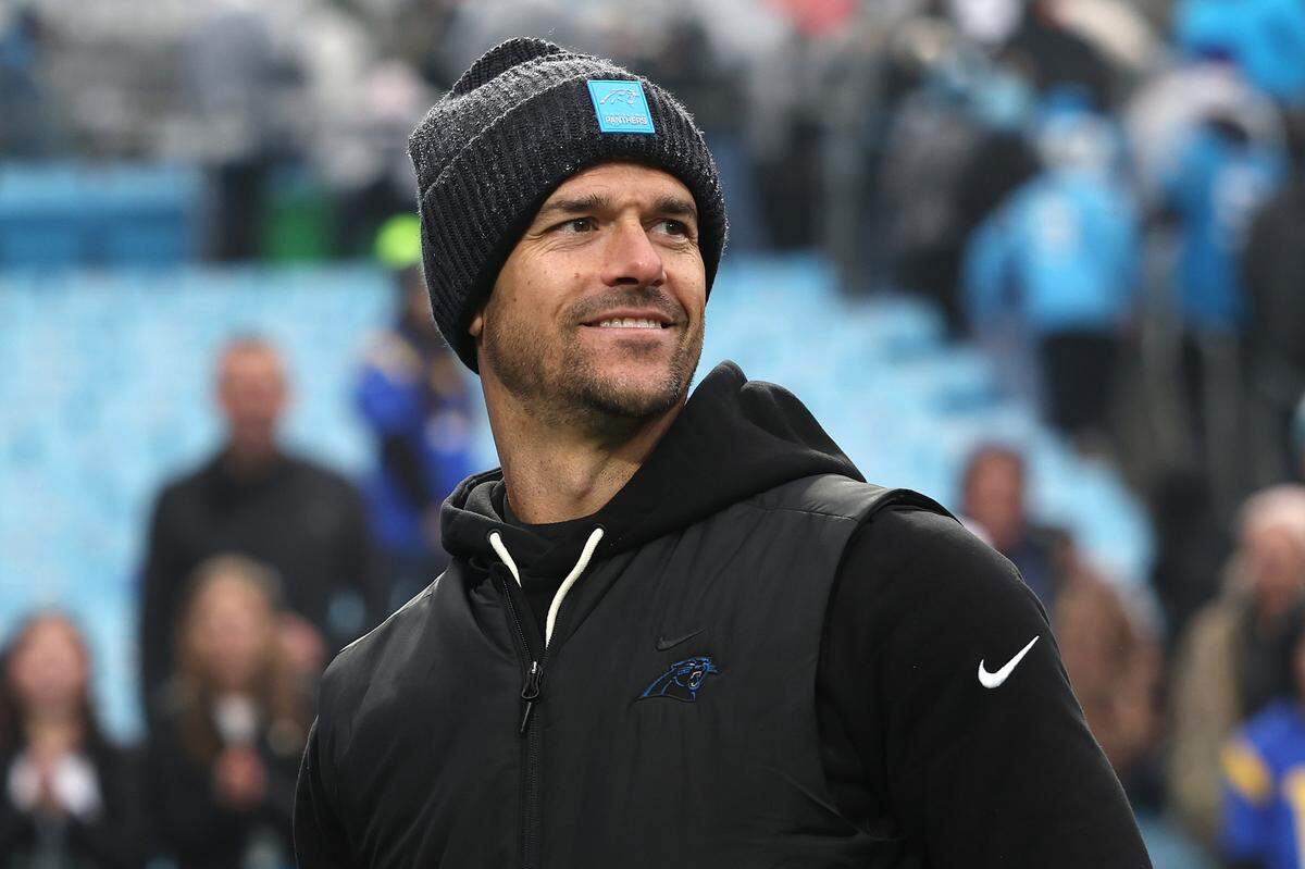 Carolina Panthers head coach Dave Canales at Bank of America Stadium in Charlotte.