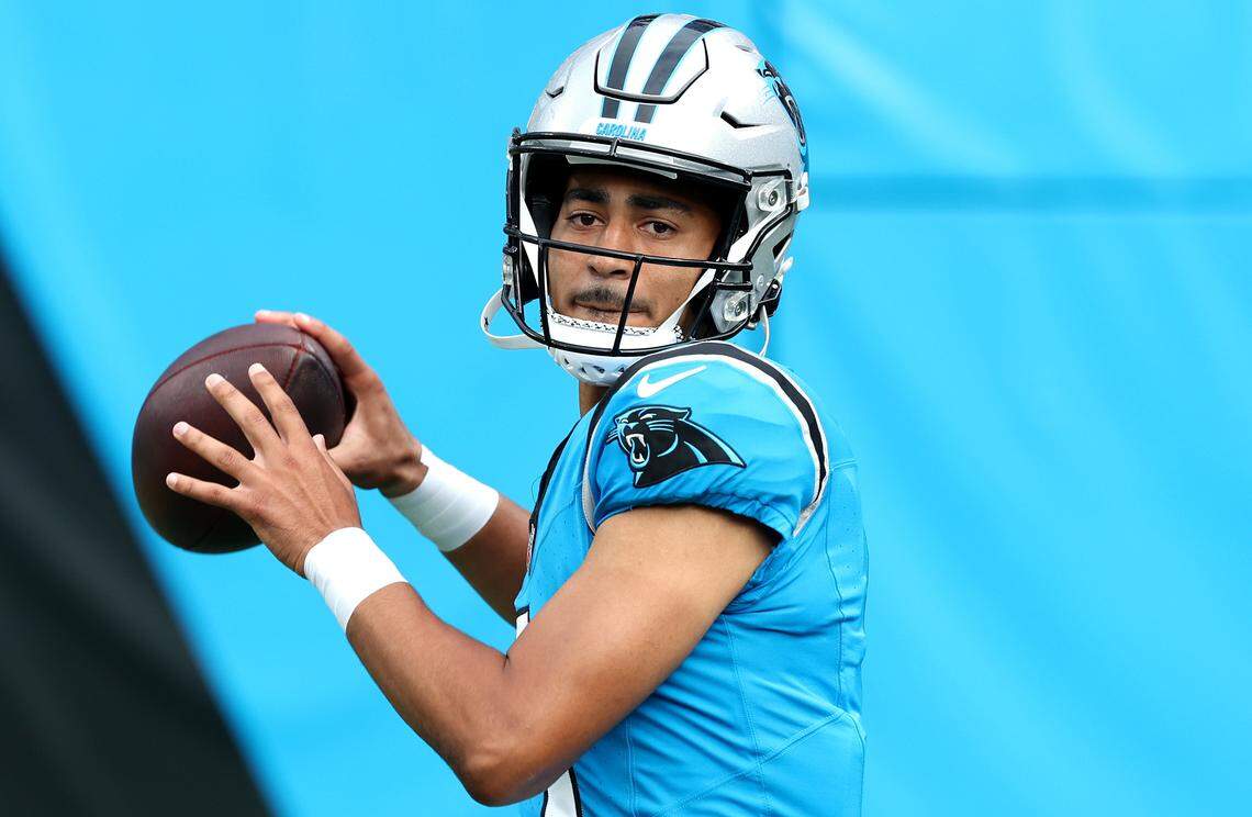 Carolina Panthers quarterback Bryce Young went 4-for-6 for 58 yards and a touchdown during action against the Cleveland Browns on Friday, August 8, 2025 at Bank of America Stadium in Charlotte, NC. Young and the other starters left the game midway through the first quarter of the first preseason game.