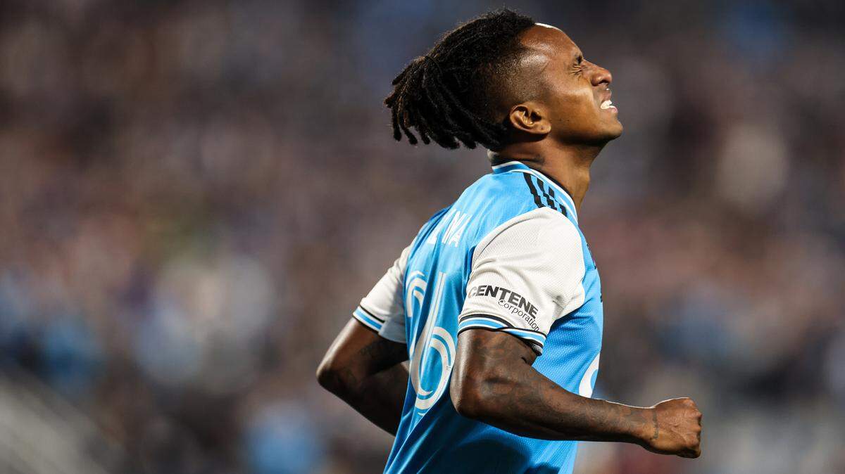 Charlotte FC Yordy Reyna grimmaces during the game against LA Galaxy at the Bank of America Stadium in Charlotte, N.C., on Saturday, March 5, 2022. Reyna and his team fell on Saturday, August 27 to Toronto, 2-0.