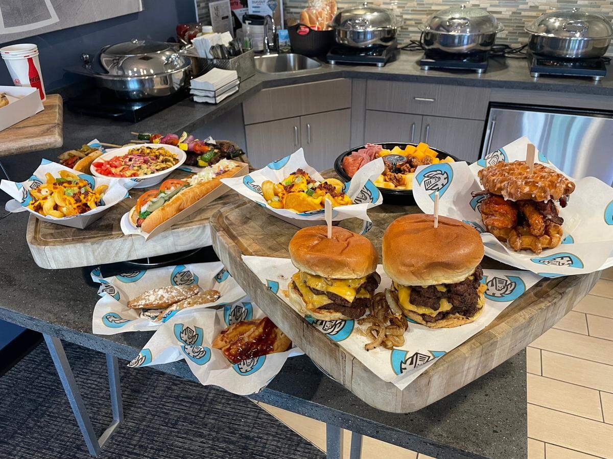 The Charlotte Knights advertised a few new specialty food items ahead of the 2025 season, including the Fried PB&J and Homer’s Chicken and Waffle Sandwich.