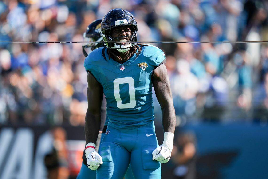 Jacksonville Jaguars linebacker Devin Lloyd at EverBank Stadium on Nov. 16, 2025, in Jacksonville, Florida.
