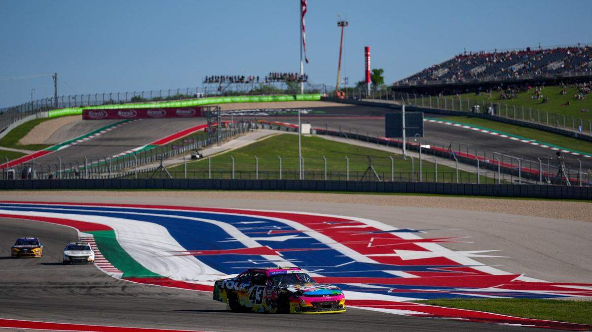 Mar 25, 2023; Austin, Texas, USA; NASCAR Xfinity Series driver Ryan Ellis (43) at turn nineteen at Circuit of the Americas. Mandatory Credit: Daniel Dunn-USA TODAY Sports