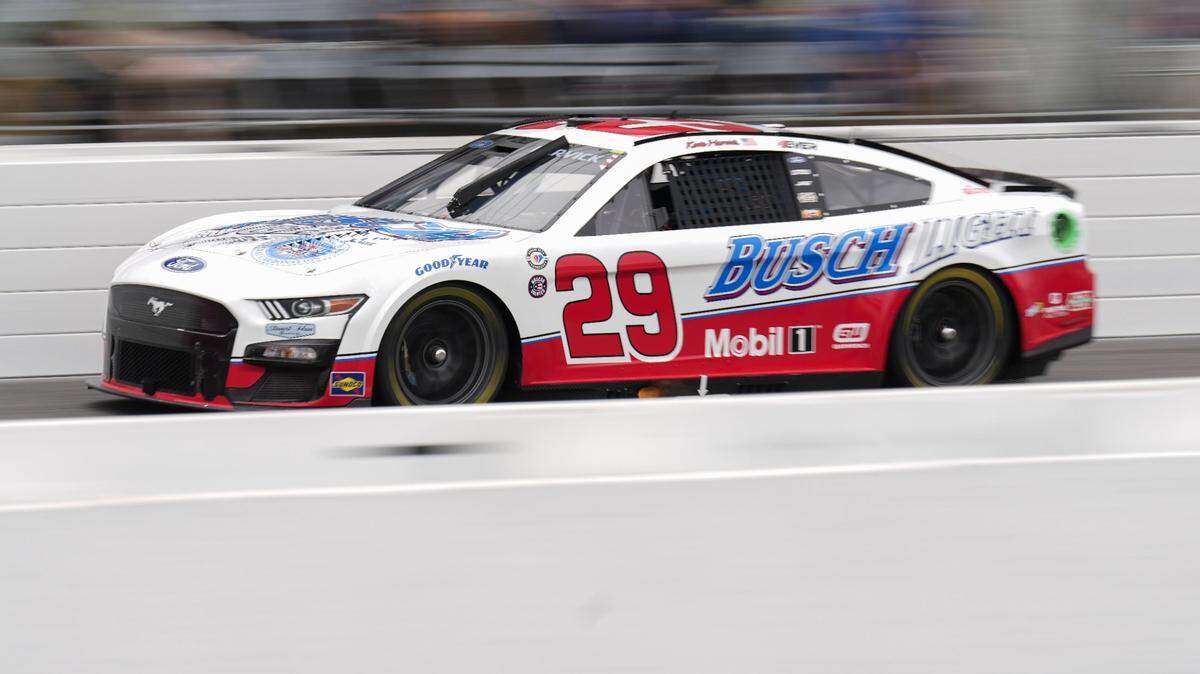 May 19, 2023; North Wilkesboro, North Carolina, USA; NASCAR Cup Series driver Kevin Harvick (29) on the front stretch during Cup practice at North Wilkesboro Speedway. Mandatory Credit: Jim Dedmon-USA TODAY Sports