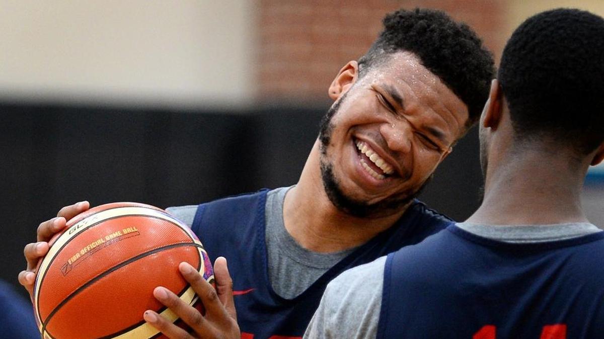 Former North Carolina star and Charlotte native Kennedy Meeks, pictured Tuesday afternoon at practice at the Spectrum Center, is one of 12 players on the USA Basketball men’s national team. But making an NBA roster is still his goal.