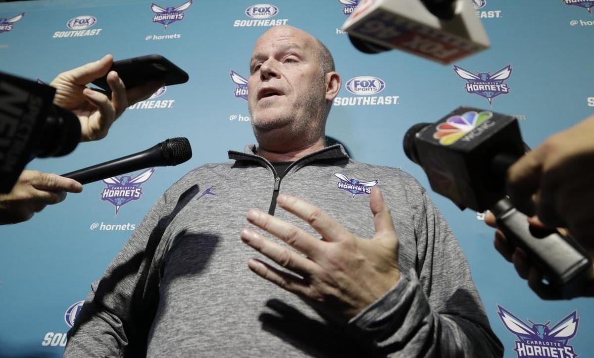 Charlotte Hornets coach Steve Clifford speaks to local media on Friday at Spectrum Center. The 56-year-old spent the past five weeks on medical leave because of debilitating headaches.