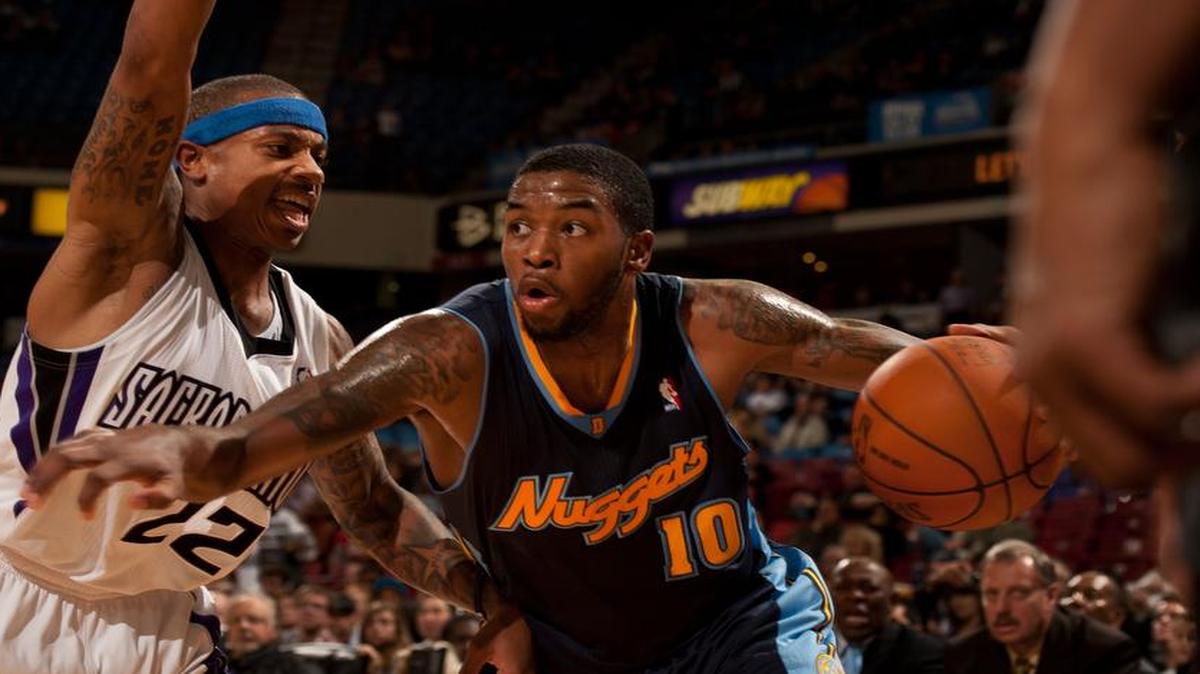 Guard Julyan Stone (left, playing for the Denver Nuggets in 2012) would like to sign with the Charlotte Hornets to be near his ailing father. He is under contract to an Italian pro team.