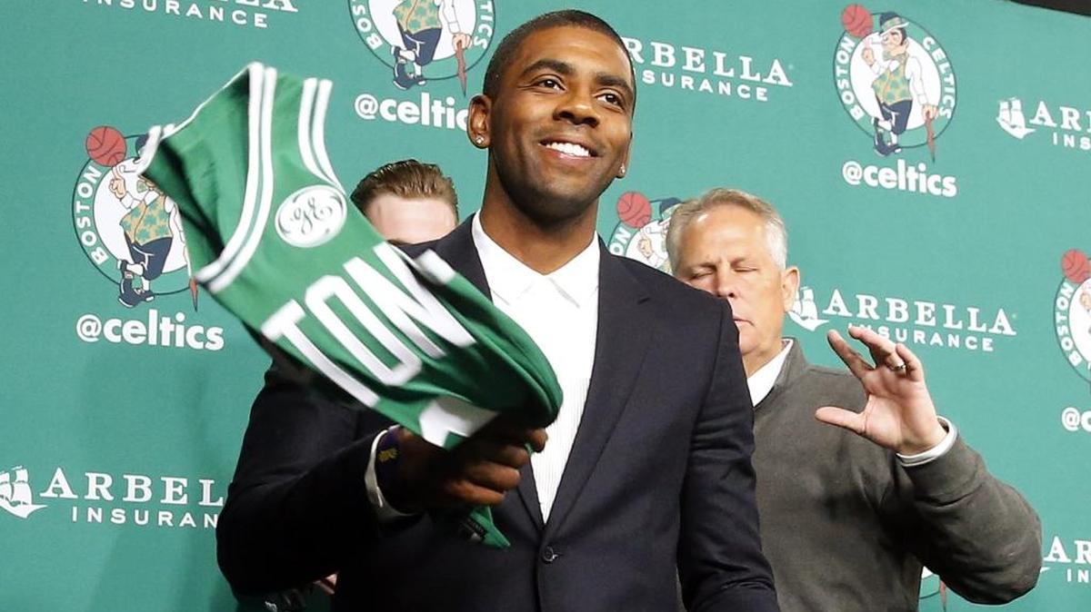 Former Duke point guard and new Boston Celtics guard Kyrie Irving says he loves the cosmopolitan vibe of Boston and the tradition of the Celtics.