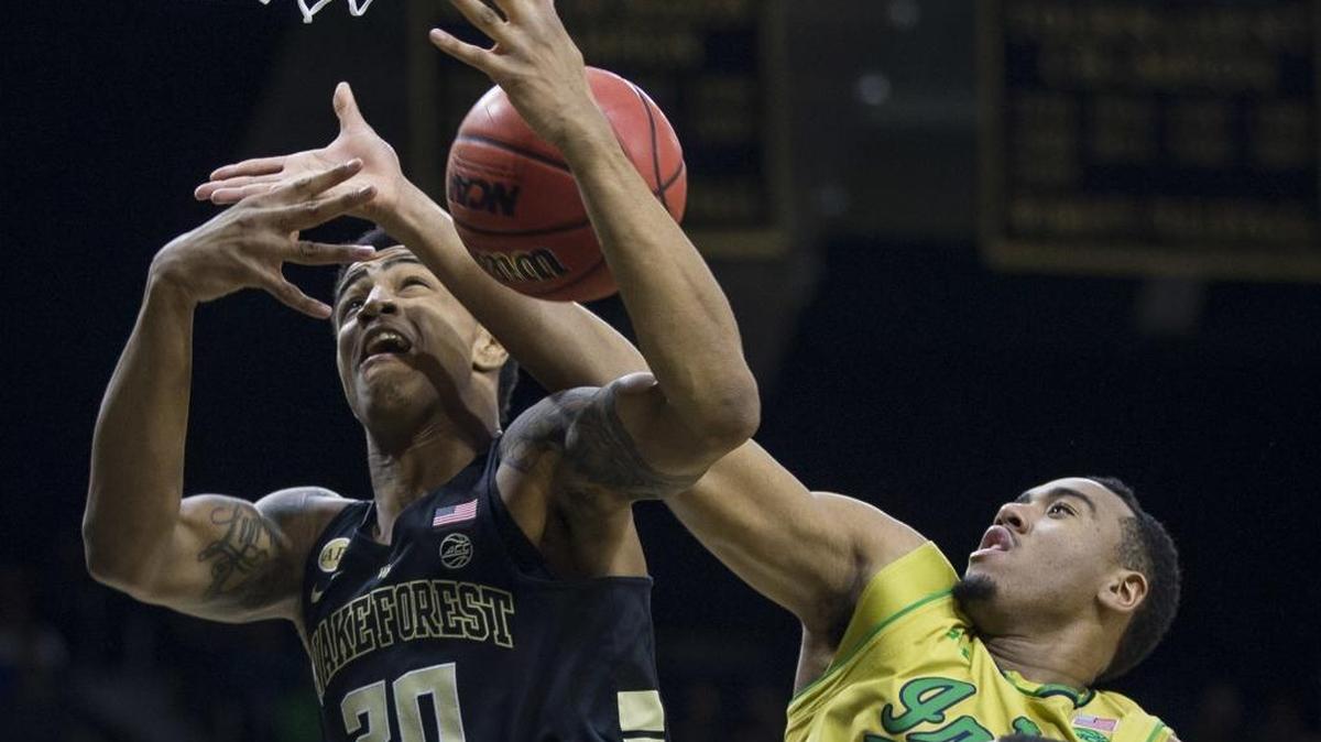 After a lackluster freshman season, Wake Forest big man John Collins (20) focused on what he does best: crashing the offensive glass, playing deliberately in the paint, making hustle plays and using his athleticism to get around taller defenders.