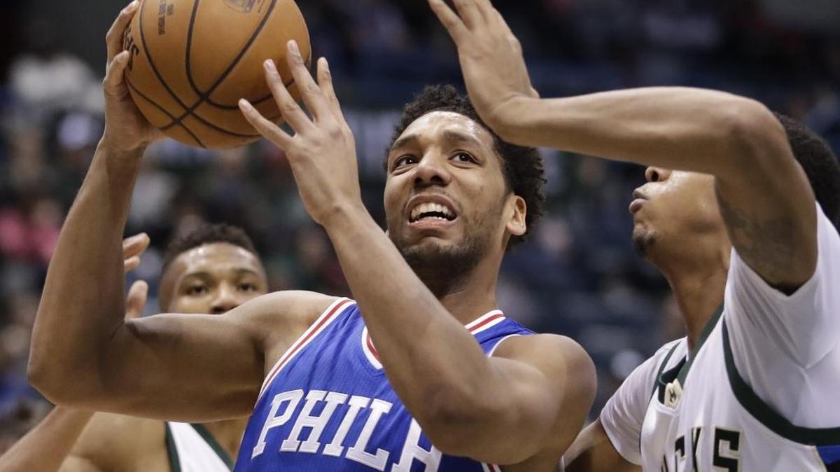 Former Duke center Jahlil Okafor (with ball) is reportedly being traded from the Philadelphia 76ers to the Brooklyn Nets.