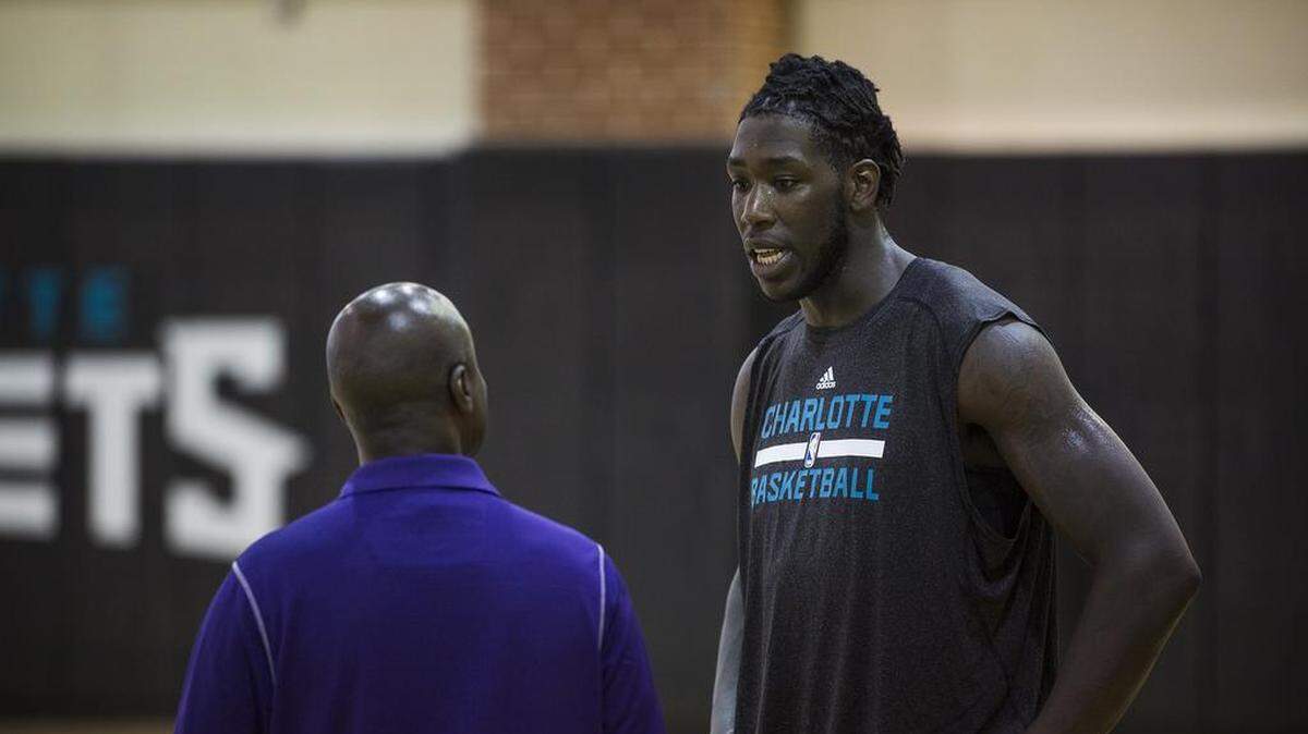 
Former Louisville star Montrezl Harrell (right) took part in a Charlotte Hornets pre-draft workout Tuesday, and showed off an improved shooting stroke. 
