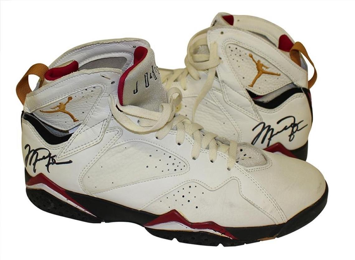 A pair of game-worn Air Jordan 7s from Michael Jordan’s 1992-93 Chicago Bulls season.