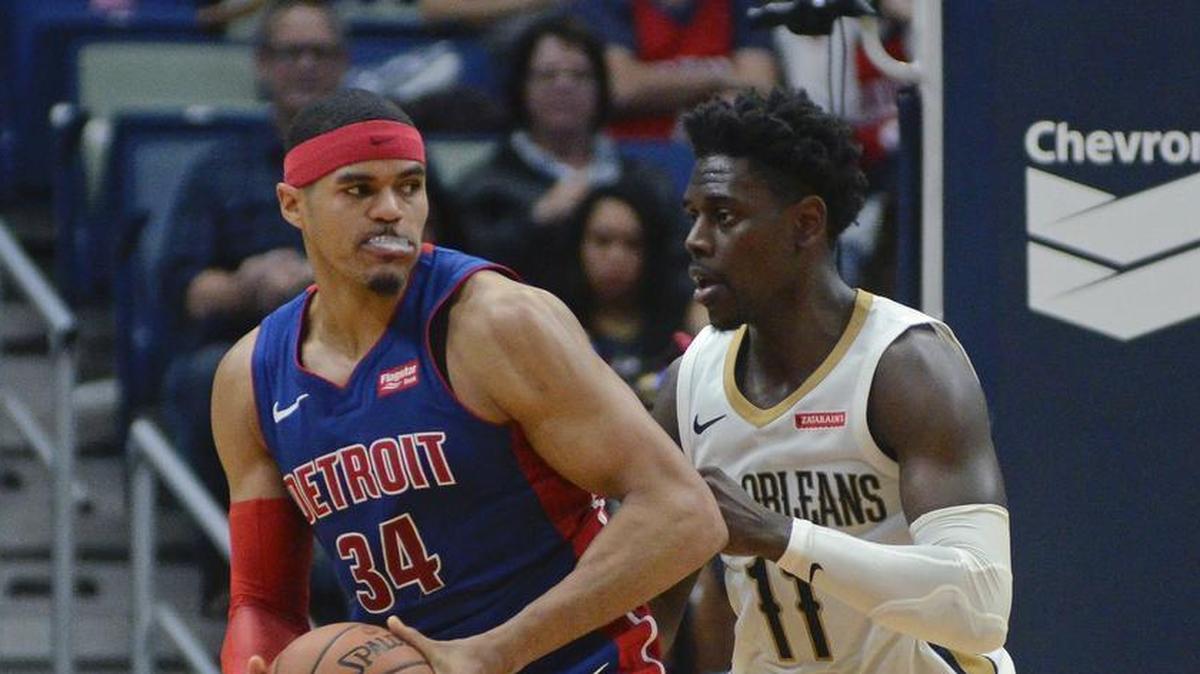 Detroit Pistons forward Tobias Harris (34) always creates matchup problems, as a player with a power forward’s build and a perimeter player’s skill set.