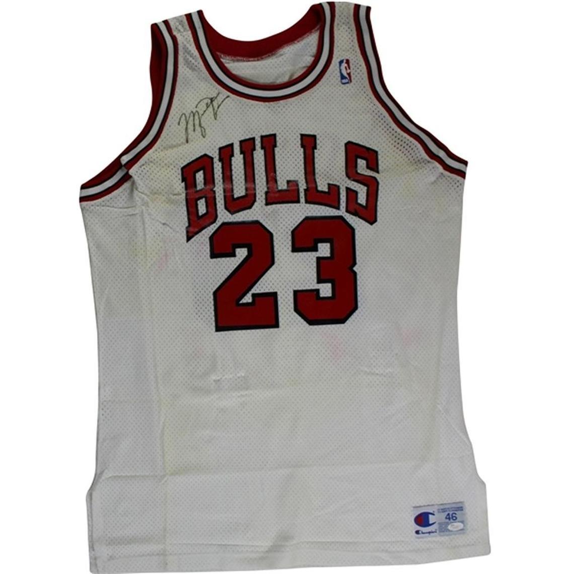 A Michael Jordan game-worn jersey from the Chicago Bulls’ 1990-91 championship season.