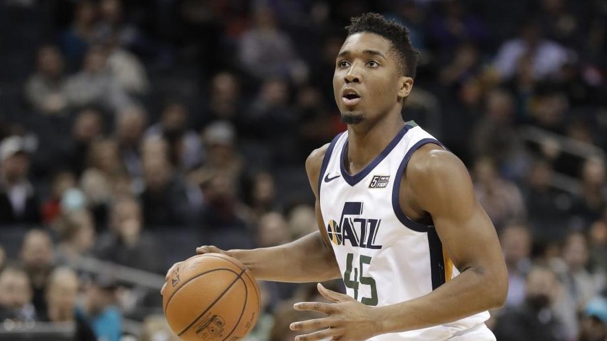 Utah Jazz rookie Donovan Mitchell (45) put on a show Friday, scoring 35 points against the Charlotte Hornets. Mitchell thought he was Charlotte-bound on draft night in June.