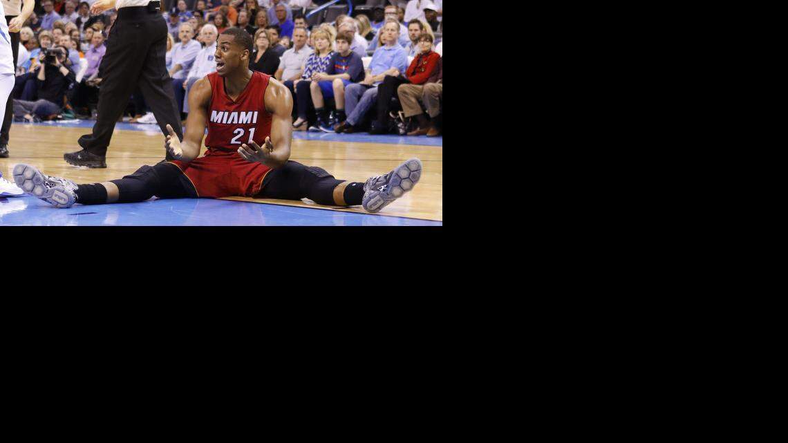 
Miami Heat center Hassan Whiteside (21) reacts to an officials call during an NBA game in March. This season, he’s shown great potential as well as committed technical fouls that have shown his lack of control. He’s been ejected twice this season and given the league nearly $40,000 in fines from technical and flagrant fouls, and ejections. 
