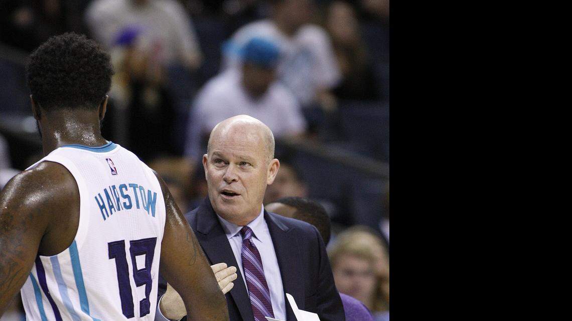 
Charlotte Hornets coach Steve Clifford (right) says guard P.J. Hairston (19) isn’t a “deadeye” shooter, but teams can’t afford to leave him alone outside the 3-point arc.
